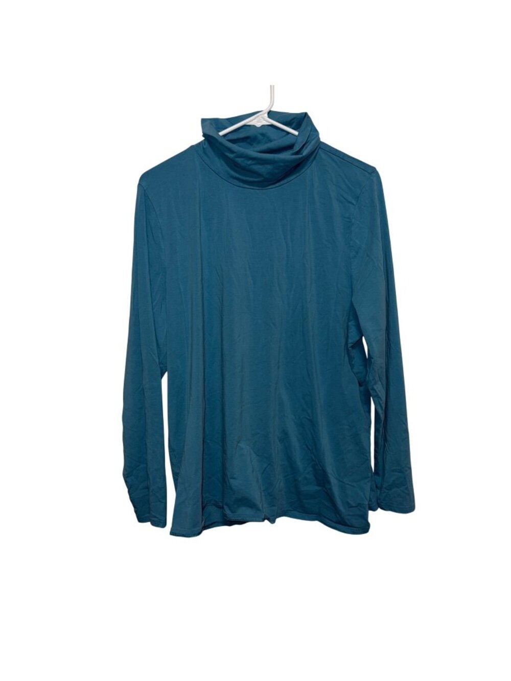 Pure Jill Womens Relaxed Turtleneck Top Blue Long Sleeve Pima Cotton Blend  XL